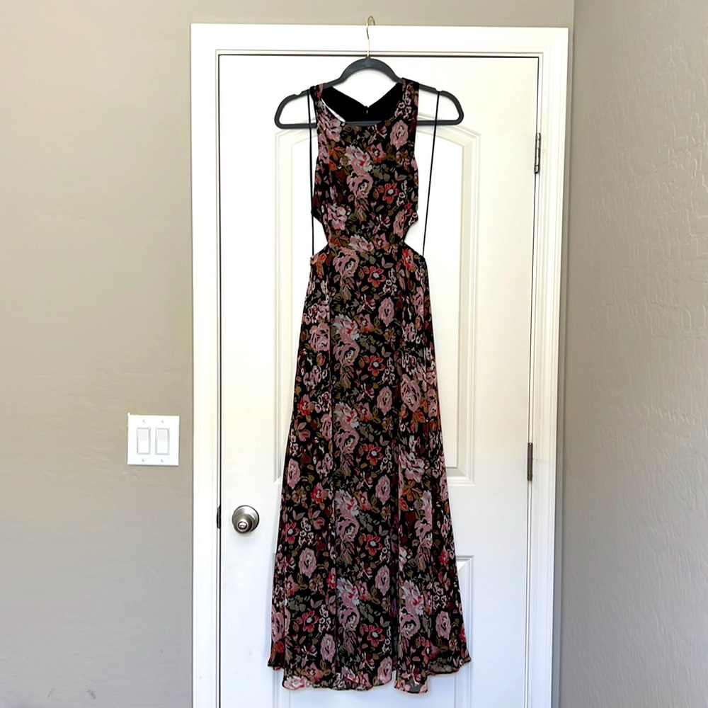 NWT Zara Floral Maxi dress with Cut outs
